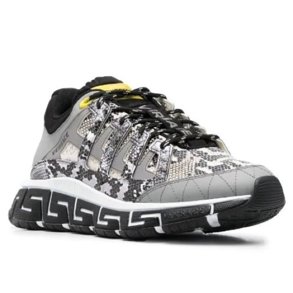 Versace Other - New Size 43 Versace Snakeskin-Effect Low-Top Sneakers Grey Black